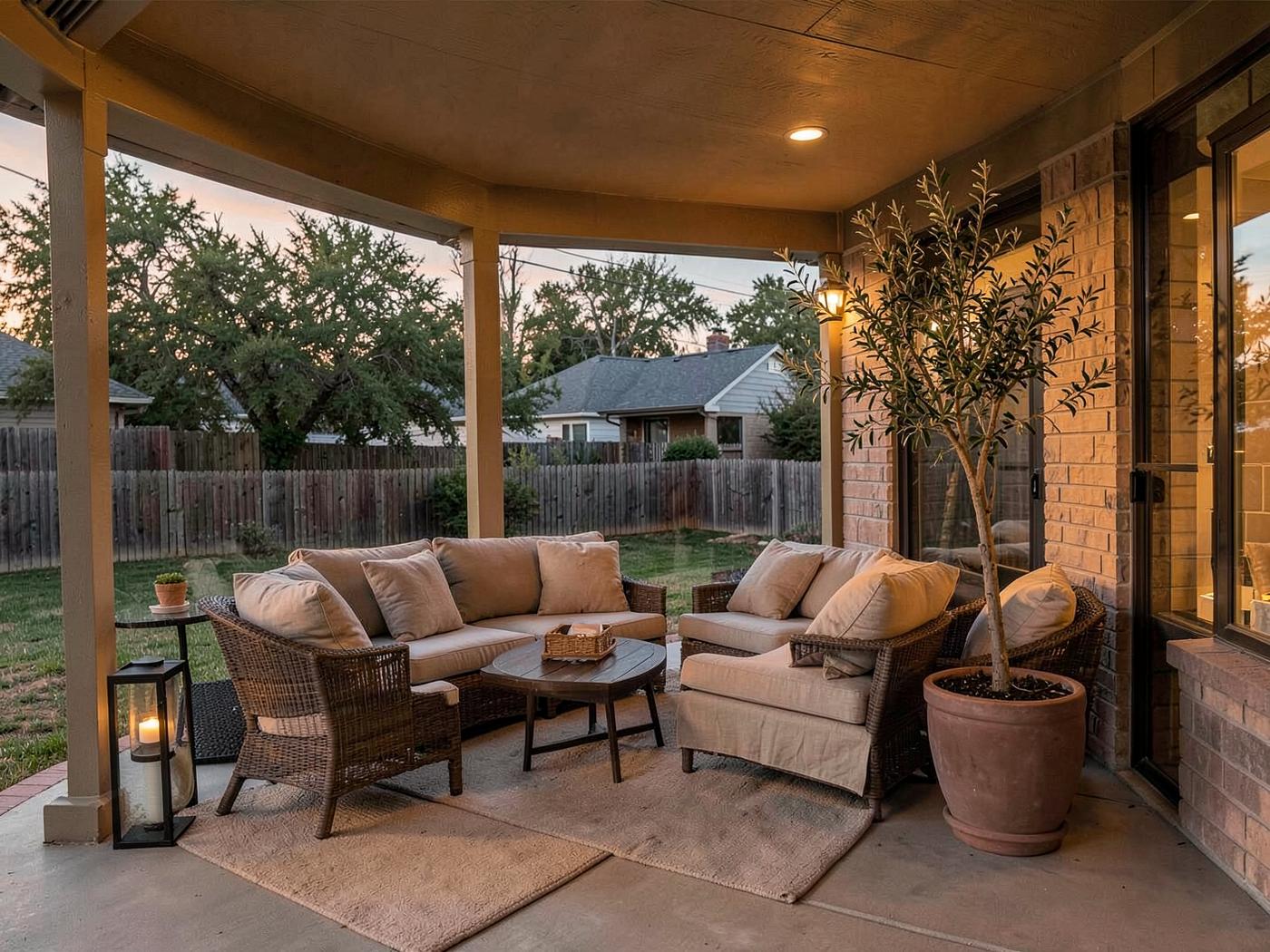 A patio set for a warm evening, representing the Spring edition.